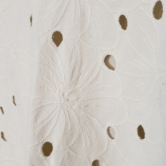 Loft Floral Eyelet  Pullover Sweatshirt Style Casual Beachy CoastalTop Sz L ♡ - Picture 8 of 12